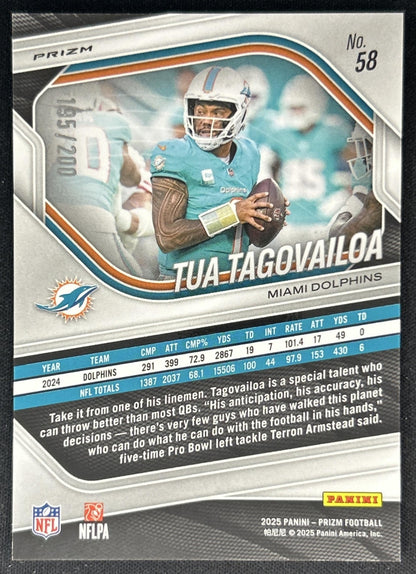 Tua Tagovailoa 2025 Panini Prizm Hyper /200 Dolphins Back