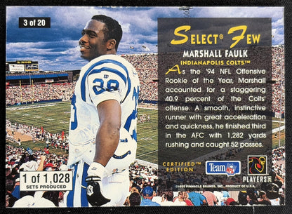Marshall Faulk 1995 Pinnacle Select Certified Few 1028 Colts
