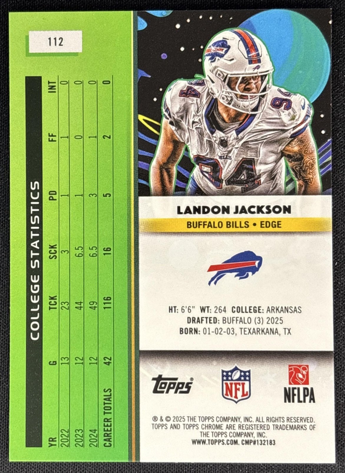 Landon Jackson 2025 Topps Cosmic Chrome Bills
