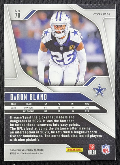 DaRon Bland 2024 Panini Prizm Green Wave Cowboys