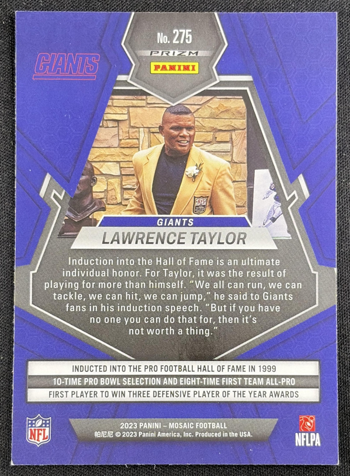 Lawrence Taylor 2023 Panini Mosaic Giants Sports Trading Card