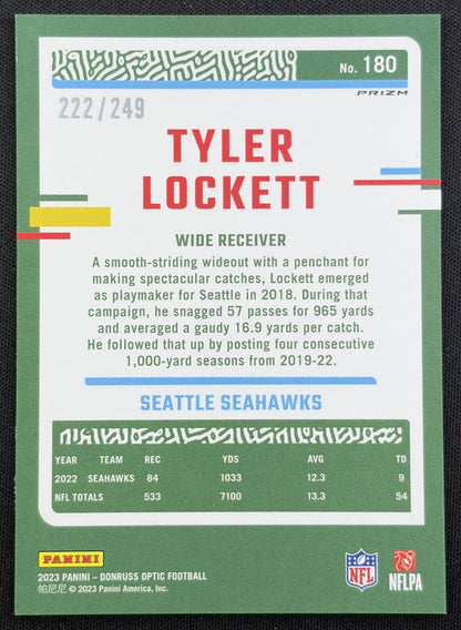 Tyler Lockett 2023 Panini Donruss Optic Orange Prizm /249 Seahawks back