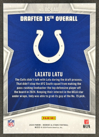 Laiatu Latu 2024 Rookies & Stars Draft Class Colts Sports Trading Card