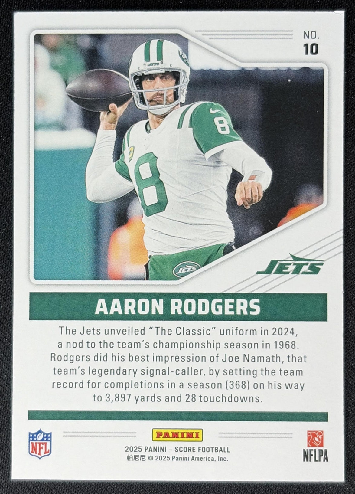 Aaron Rodgers 2025 Panini Score Throwbacks Jets Sports Trading Cards