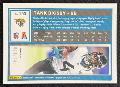 Tank Bigsby 2025 Panini Donruss Optic Red Prizm /149 Jaguars