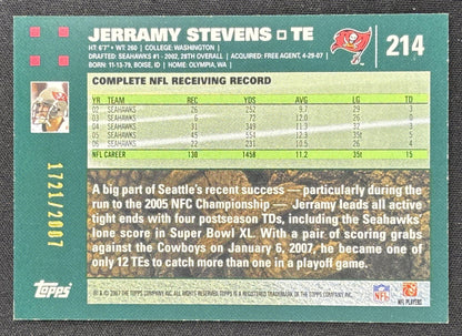 Jerramy Stevens 2007 Topps Copper /2007 Buccaneers
