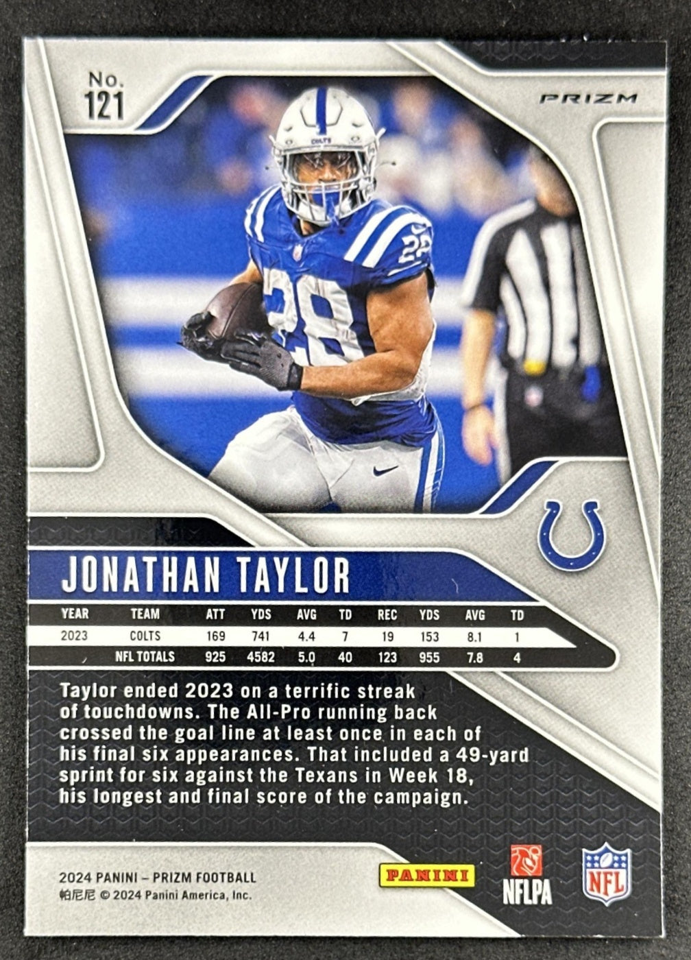 Jonathan Taylor 2024 Panini Prizm Silver Colts Sports Trading Cards