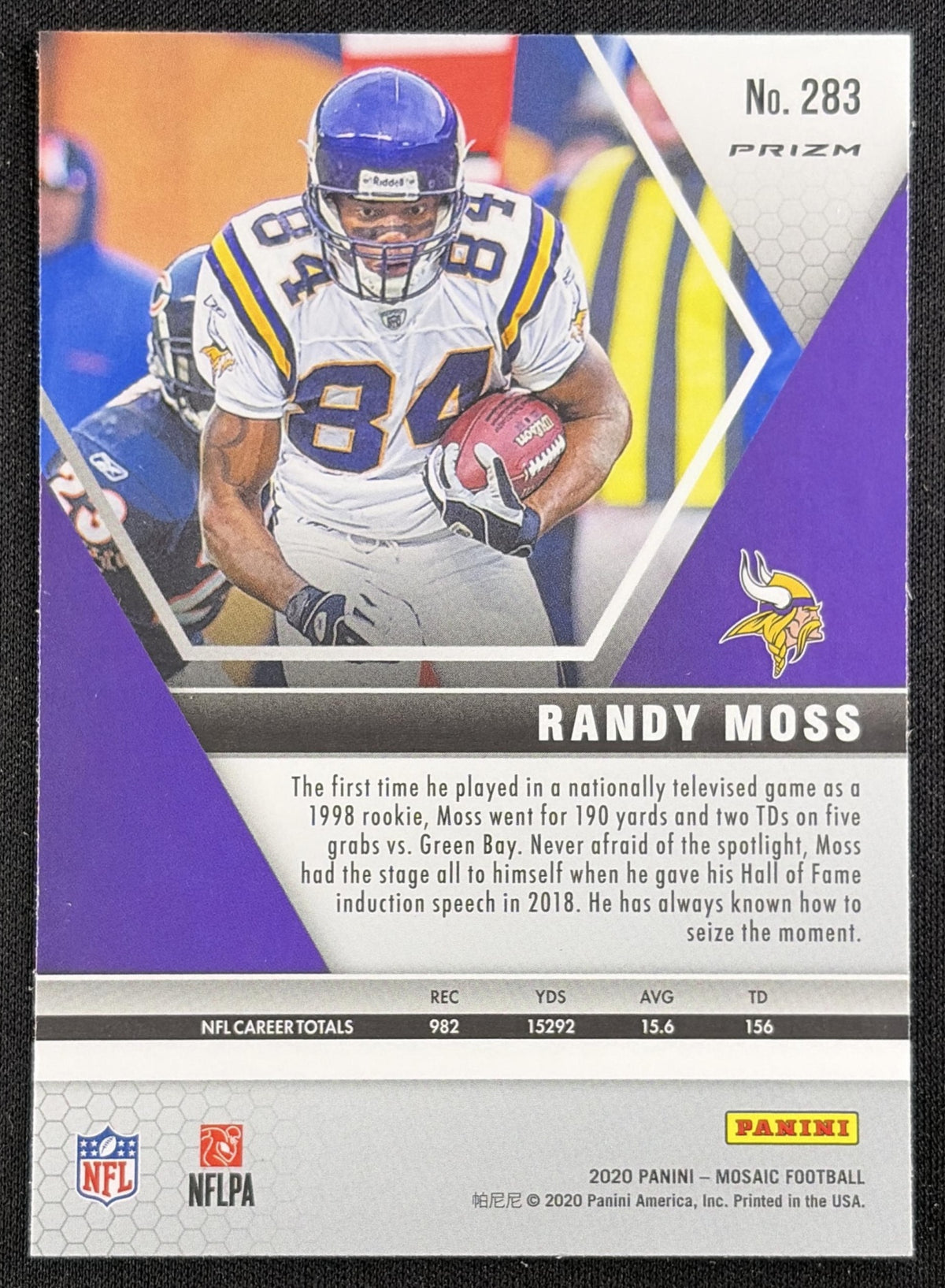 Randy Moss 2020 Panini Mosaic Prizm Reactive Blue Vikings