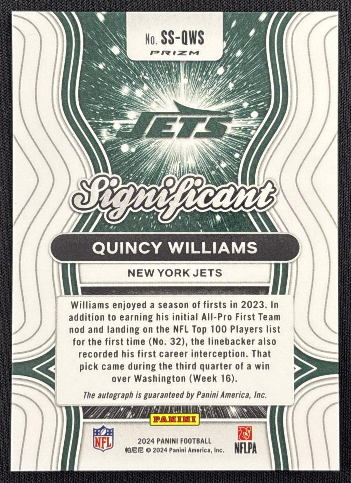 Quincy Williams 2024 Panini Prizm Significant Signatures