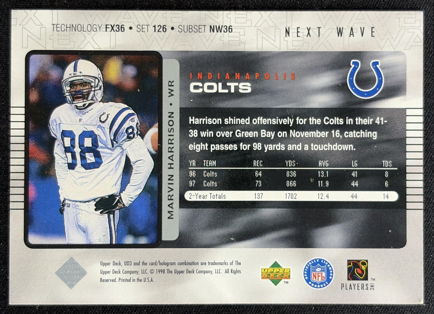 Marvin Harrison 1998 Upper Deck UD3 Colts