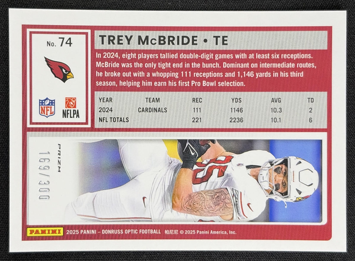 Trey McBride 2025 Panini Donruss Optic Wave Prizm /300 Cardinals back
