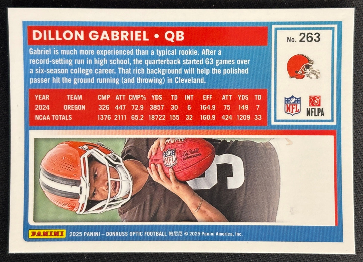 Dillon Gabriel 2025 Donruss Optic Rated Rookie Browns Sports Trading Card