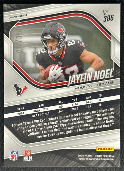 Jaylin Noel 2025 Panini Prizm Pandora /400 Texans Sports Trading Cards