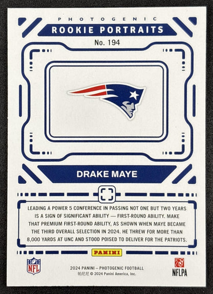 Drake Maye 2024 Panini Photogenic Patriots New England Patriots