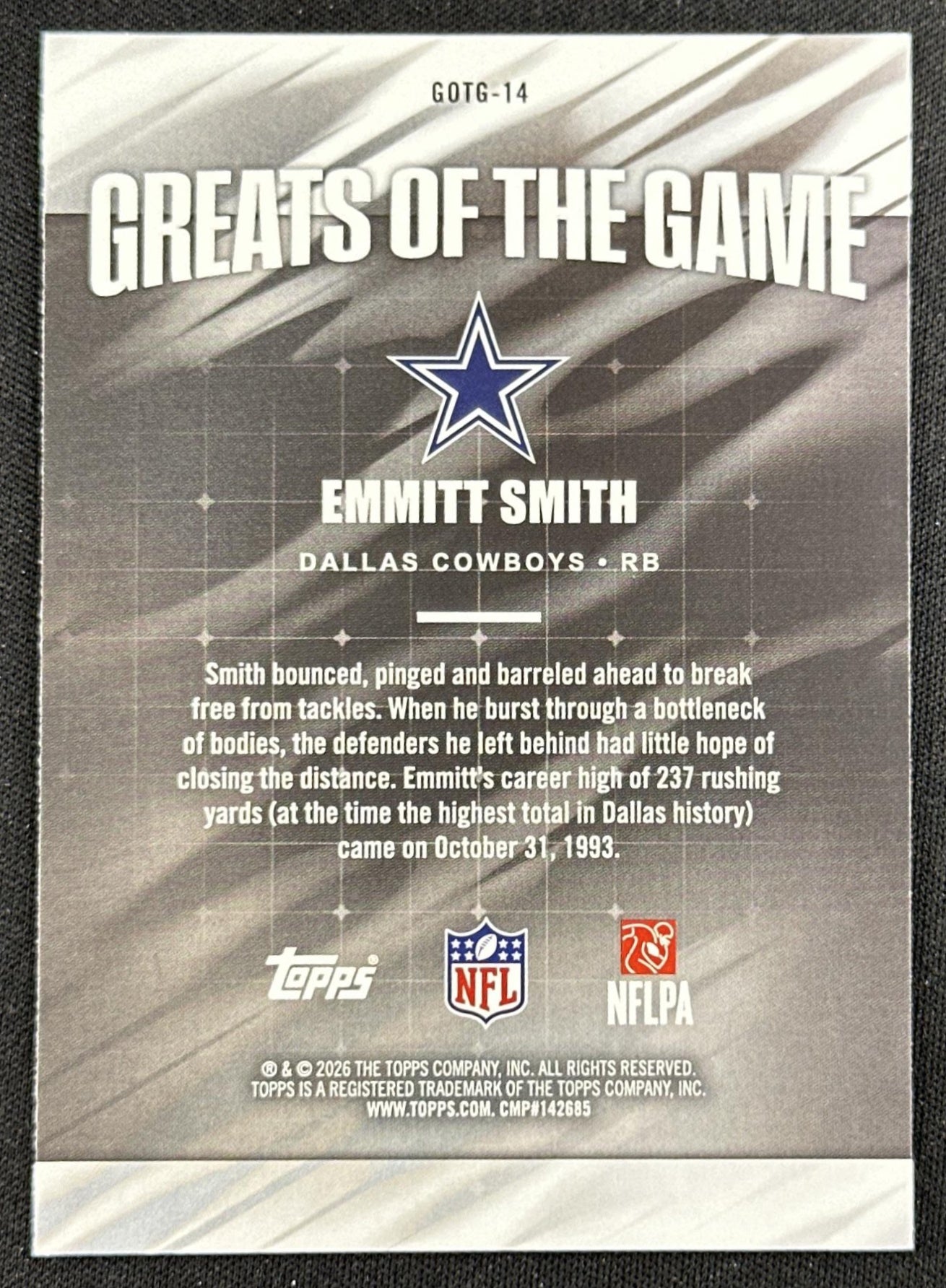 Emmitt Smith 2026 Topps Flagship Greats Of The Game Cowboys