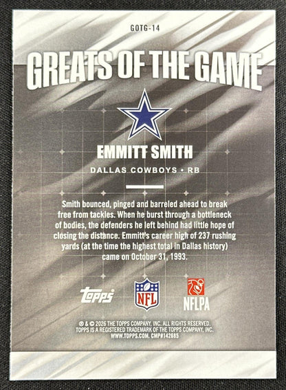 Emmitt Smith 2026 Topps Flagship Greats Of The Game Cowboys
