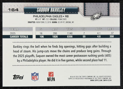 Saquon Barkley 2026 Topps Sandglitter Eagles back