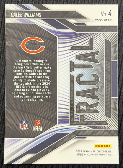 Caleb Williams 2025 Panini Prizm Fractal No Huddle Bears Chicago Bears