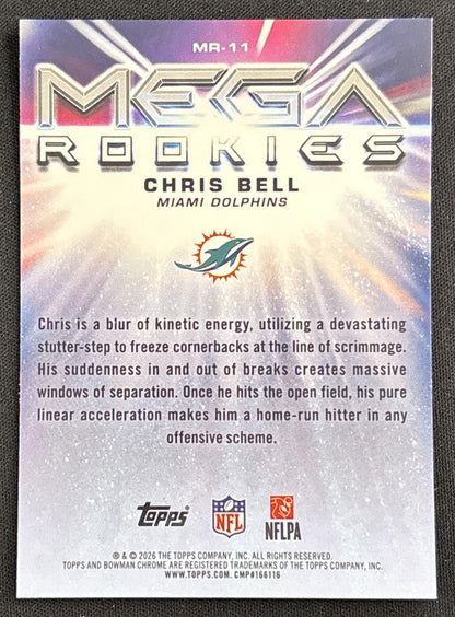 Chris Bell 2026 Bowman Chrome Mega Rookies Mojo Refractor Dolphins