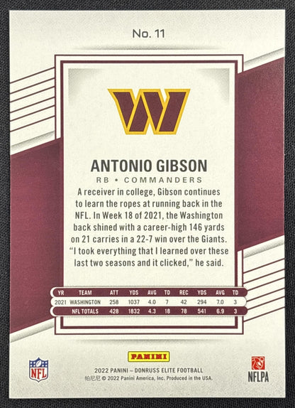 Antonio Gibson 2022 Panini Donruss Elite Status Die Cut /24 Commanders Sports Trading Card
