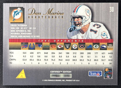 Dan Marino 1995 Pinnacle Select Certified Dolphins