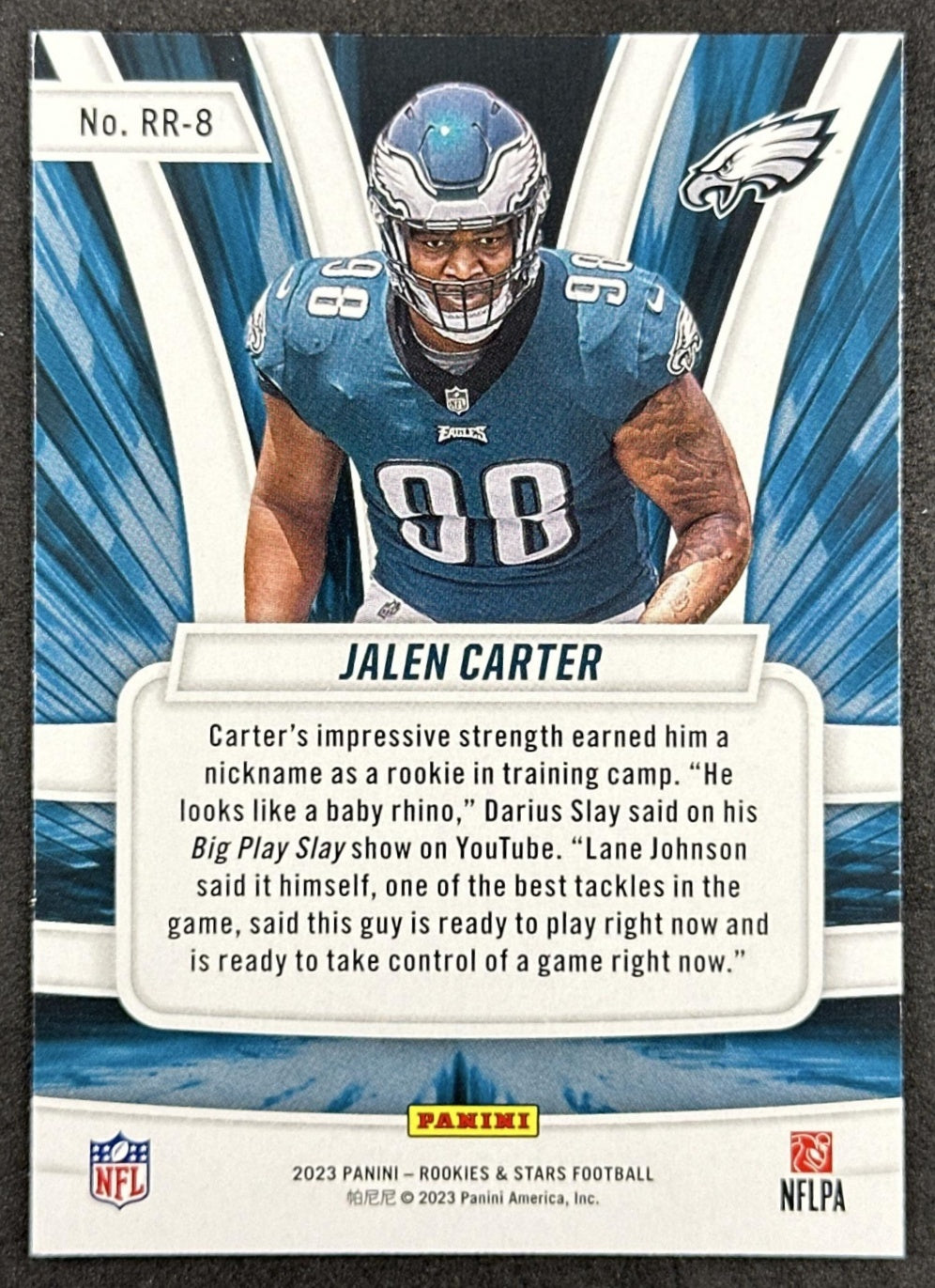 Jalen Carter 2023 Panini Rookies & Stars Rookie Rush Eagles back