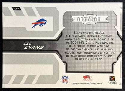 Lee Evans 2005 Leaf Certified Materials Potential Blue /100 Bills Football