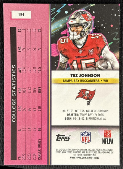 Tez Johnson 2025 Topps Cosmic Chrome Buccaneers