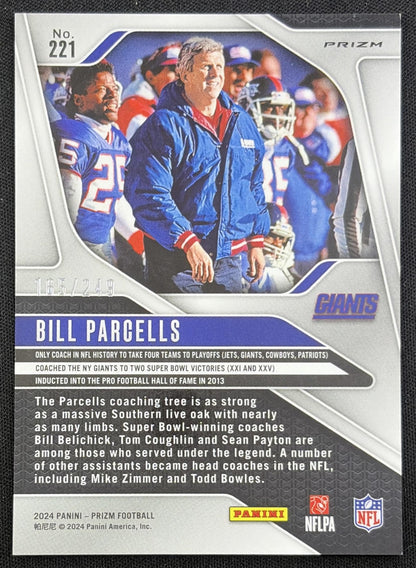 Bill Parcells 2024 Panini Prizm Orange /249 Giants back