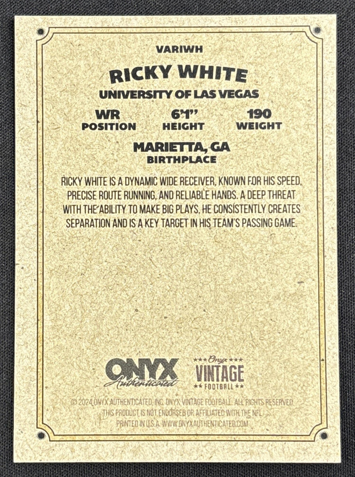 Ricky White III 2024 Onyx Vintage Collection Auto #1