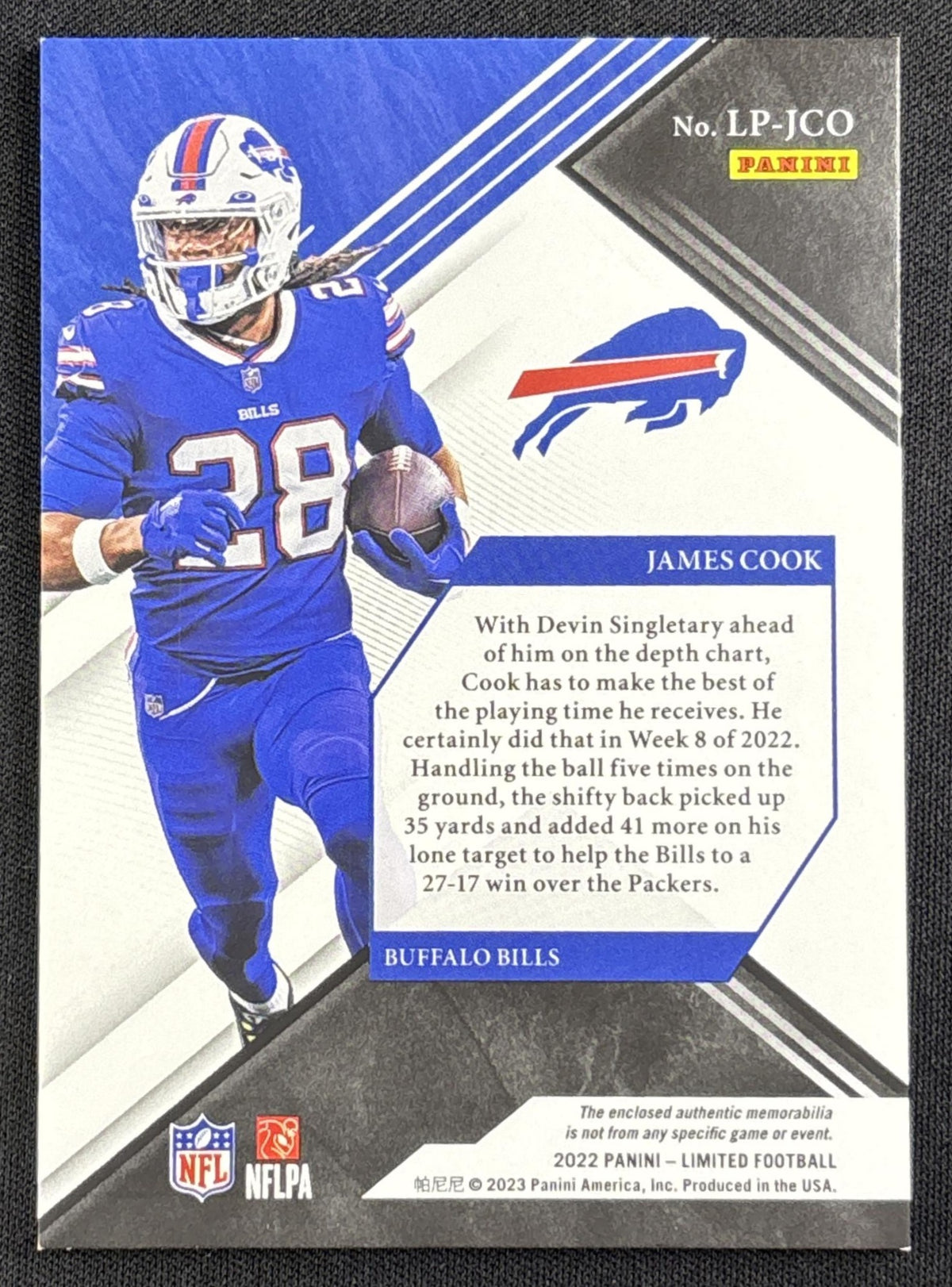 James Cook 2022 Panini Limited Unlimited Potential Amethyst Spotlight /25 Bills Sports Trading Card