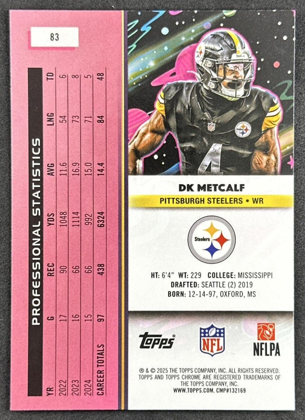 DK Metcalf 2025 Topps Cosmic Chrome Steelers back