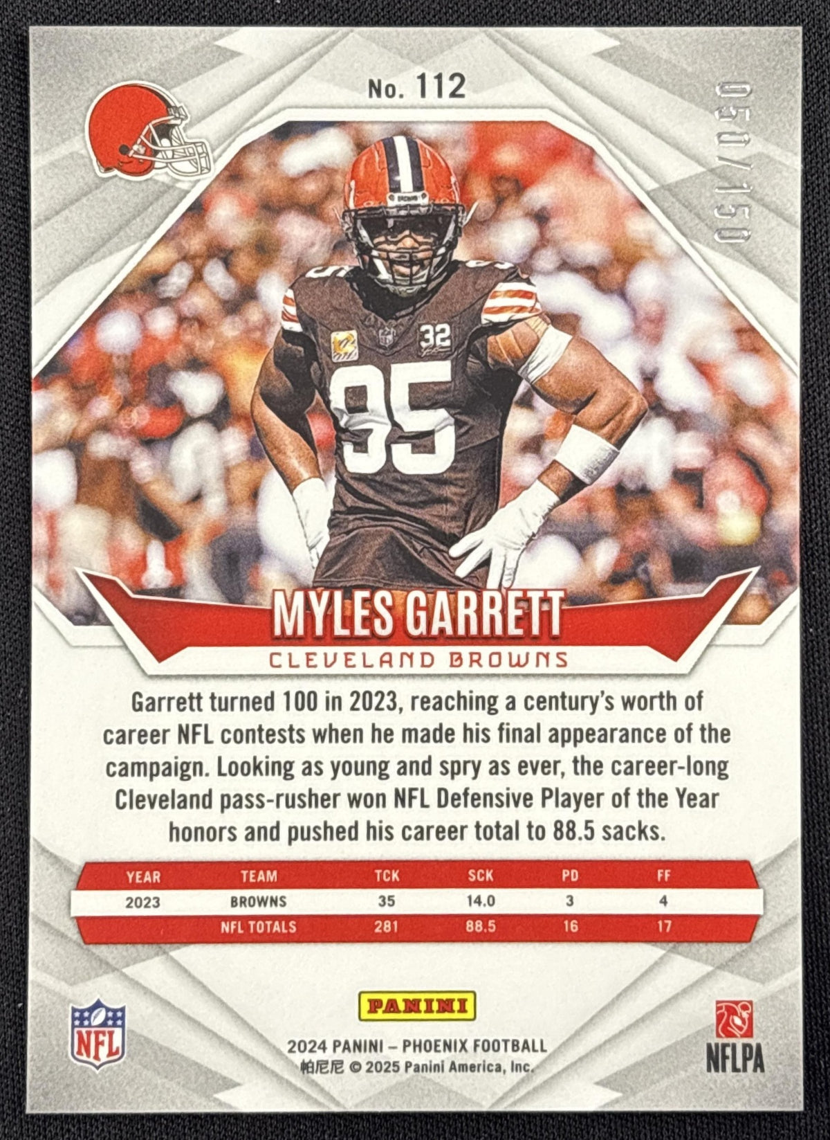 Myles Garrett 2024 Panini Phoenix NFL Shield /150 Browns