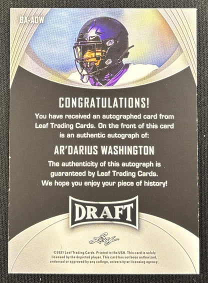 Ar Darius Washington 2021 Leaf Draft Auto Horned Frogs