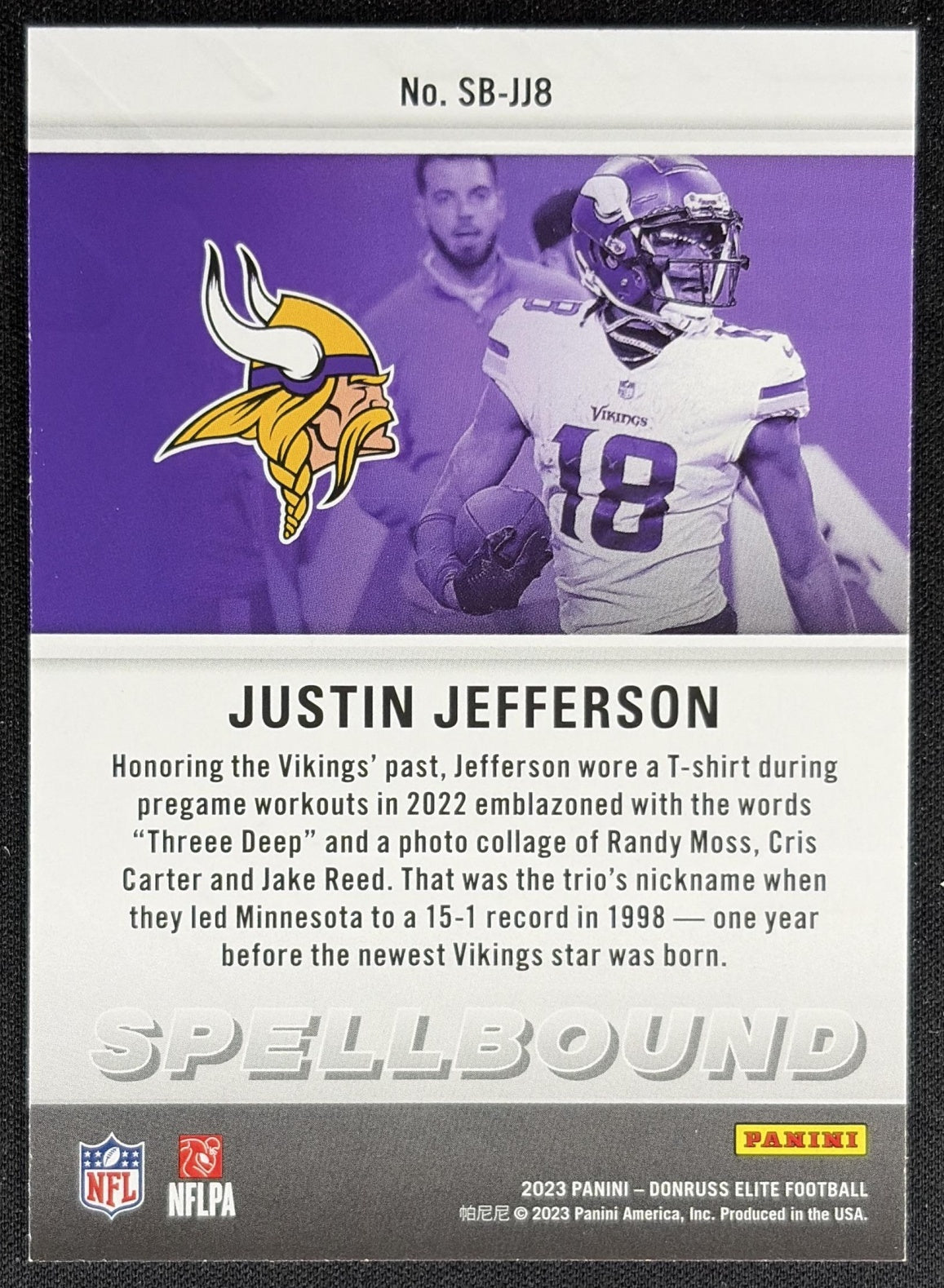 Justin Jefferson 2023 Panini Donruss Elite Spellbound Green Vikings Minnesota Vikings