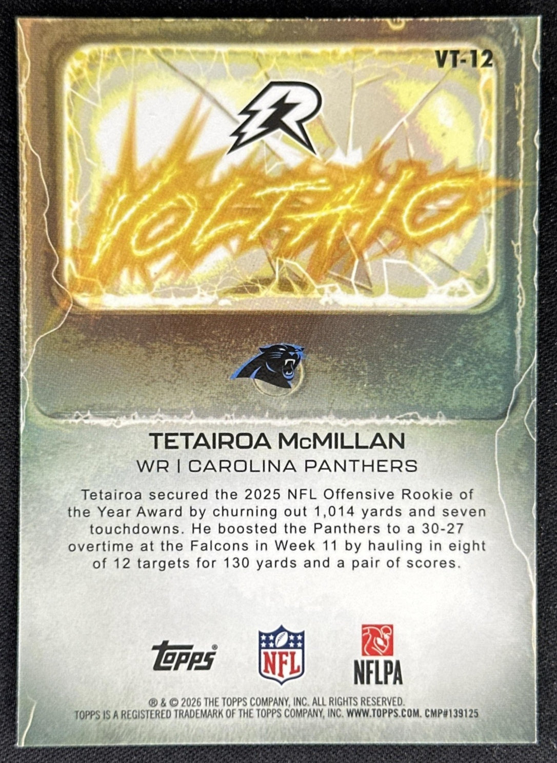 Tetairoa McMillan 2025 Topps Resurgence Voltaic Panthers