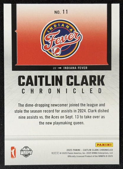 Caitlin Clark 2025 Panini Chronicled WNBA Holo Fever 11