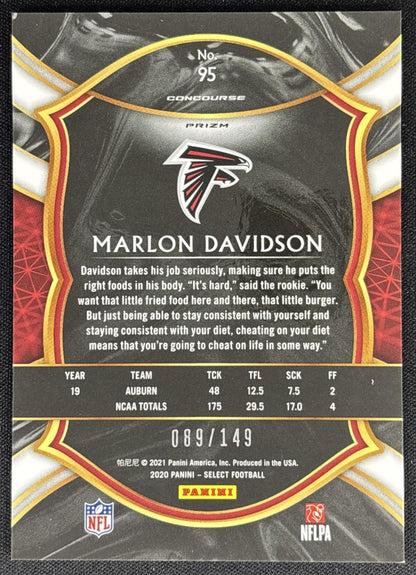 Marlon Davidson 2020 Panini Select Maroon Prizm /149 Falcons Atlanta Falcons Sports Trading Cards