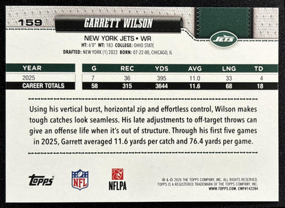 Garrett Wilson 2026 Topps Football Leather Foil Jets