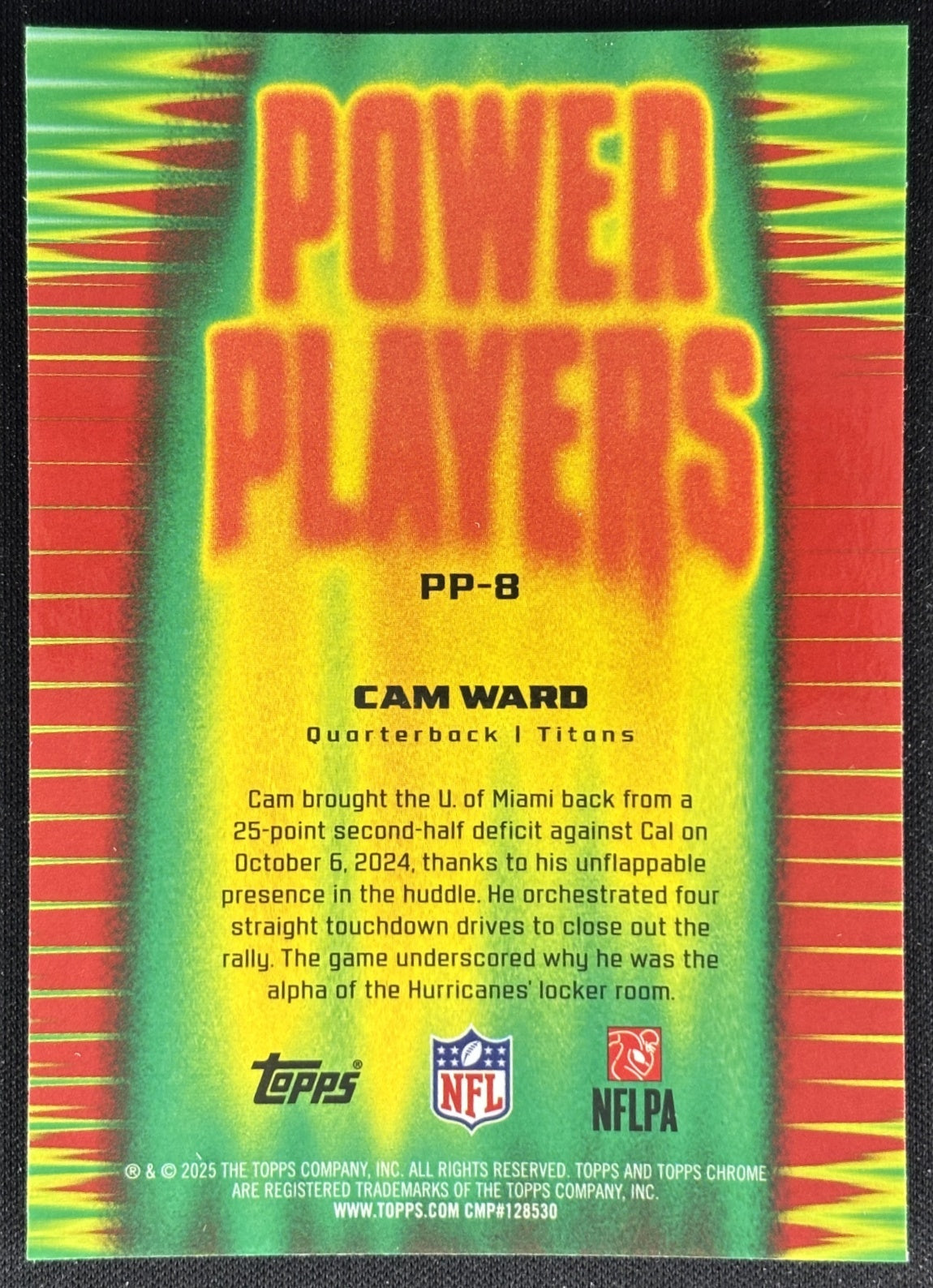 Cam Ward 2025 Topps Chrome Power Players Titans