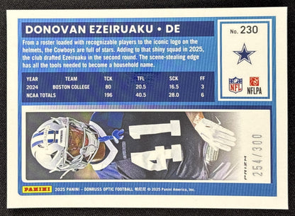 Donovan Ezeiruaku 2025 Panini Donruss Optic Rated Rookie Wave Prizm /300 Cowboys