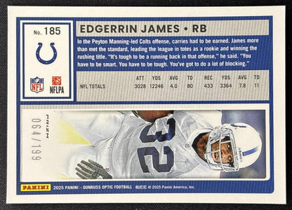 Edgerrin James 2025 Panini Donruss Optic Flex Prizm /199 Colts back