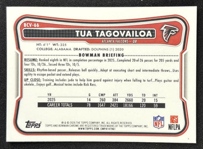 Tua Tagovailoa 2026 Bowman Chrome NFL Mojo Refractor Falcons back