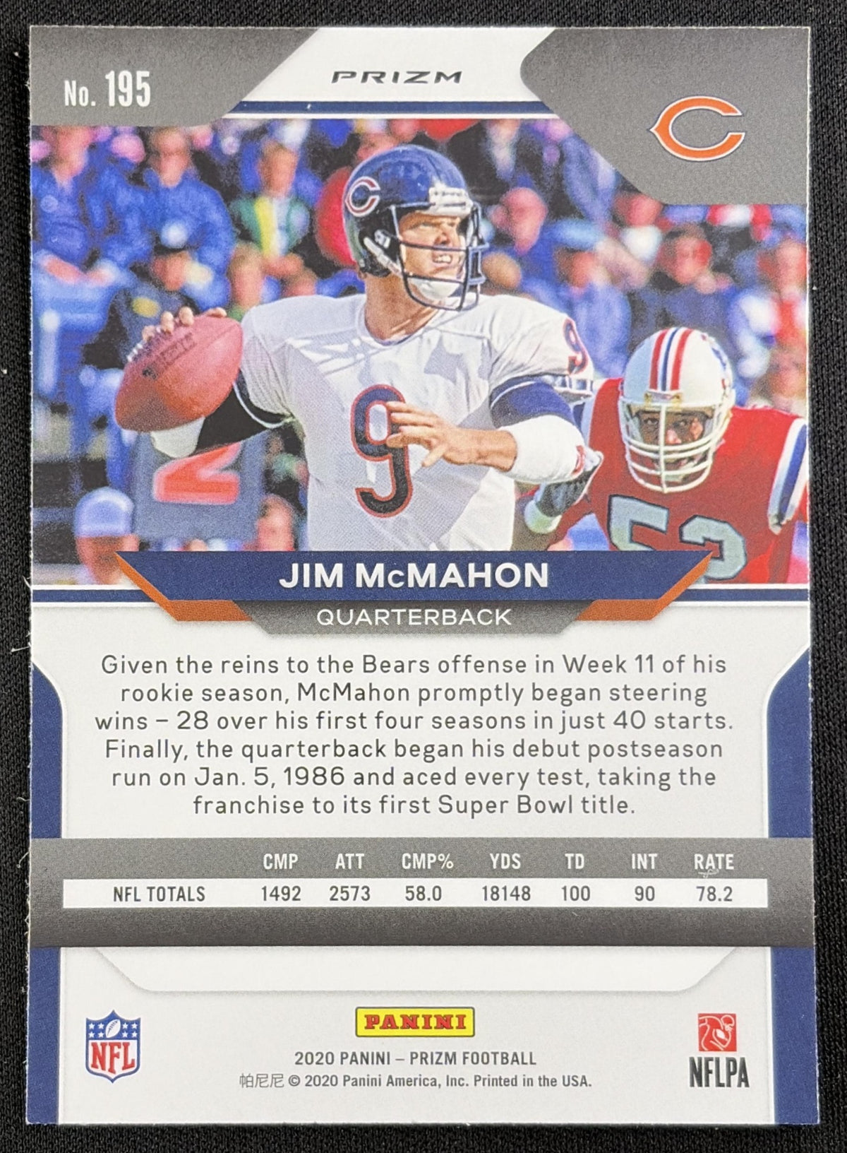 Jim McMahon 2020 Panini Prizm Red Ice Bears