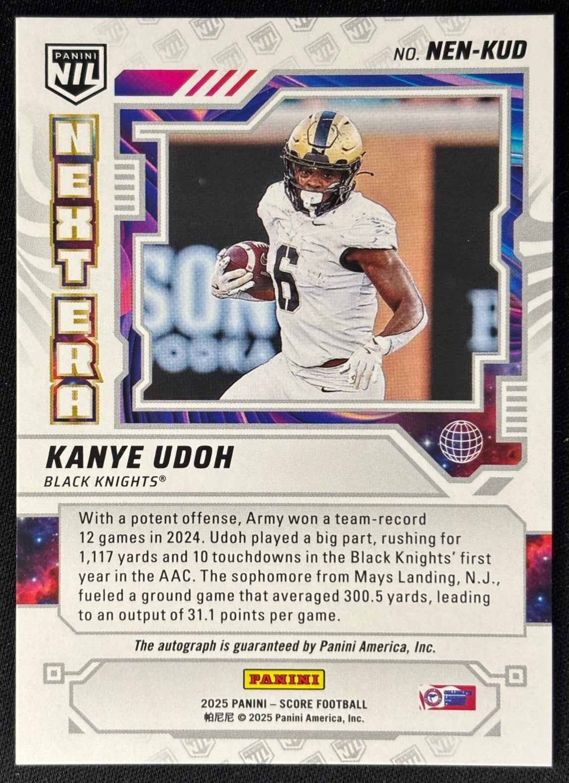 Kanye Udoh 2025 Score Next Era NIL Auto sports trading card