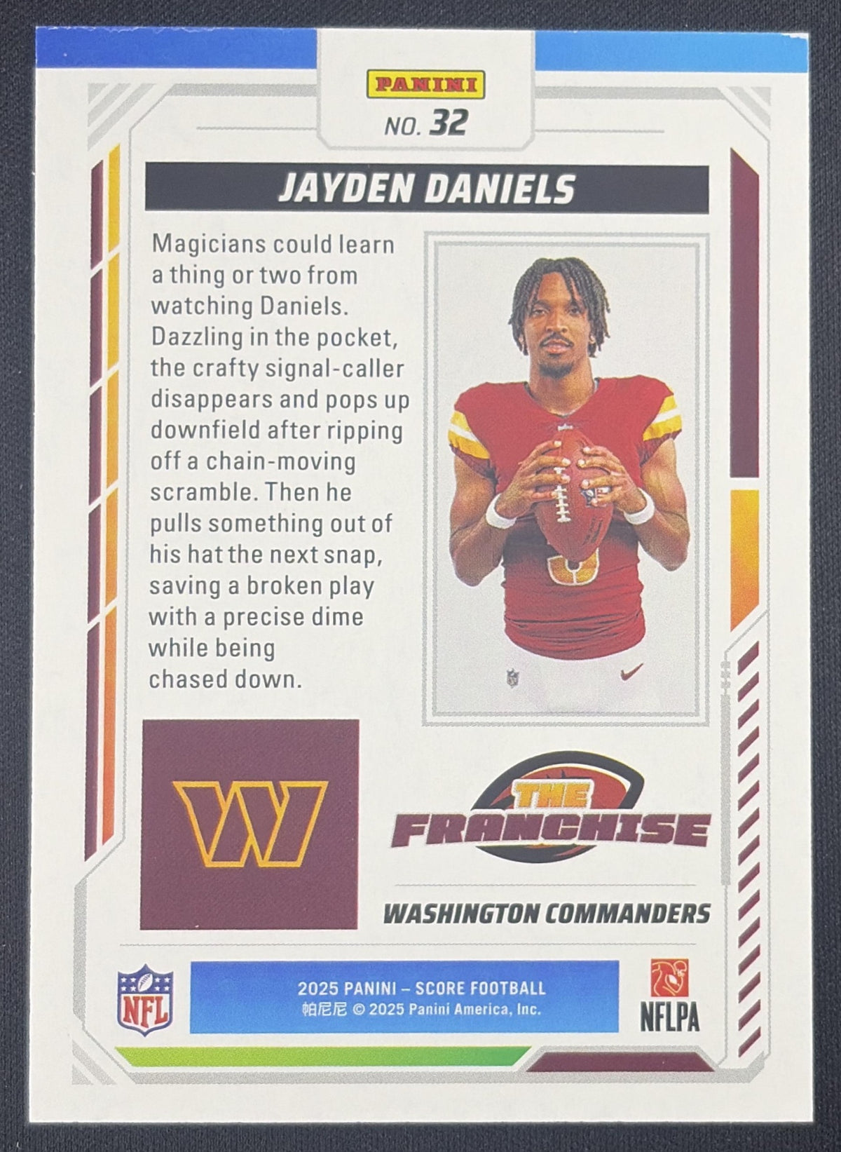 Jayden Daniels 2025 Panini Score The Franchise Gold Zone /50 Commanders Sports Trading Card