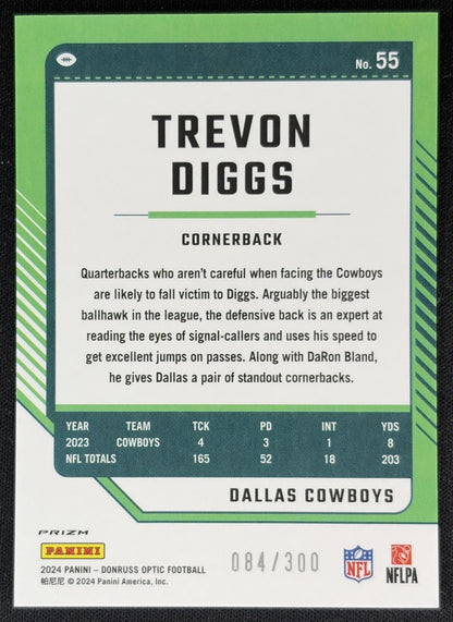 Trevon Diggs 2024 Panini Donruss Optic Wave /300 Cowboys Back
