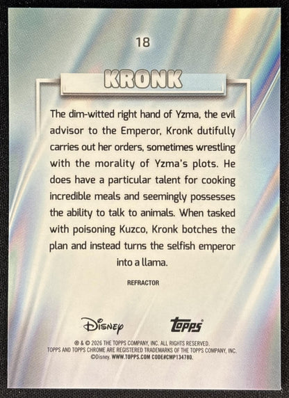 Kronk 2026 Topps Chrome Disney Refractor The Emperor's New Groove Back