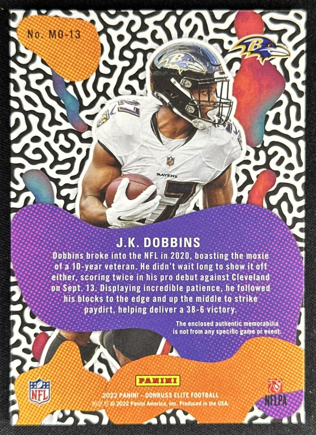 J.K. Dobbins 2022 Panini Donruss Elite Moxie Ravens