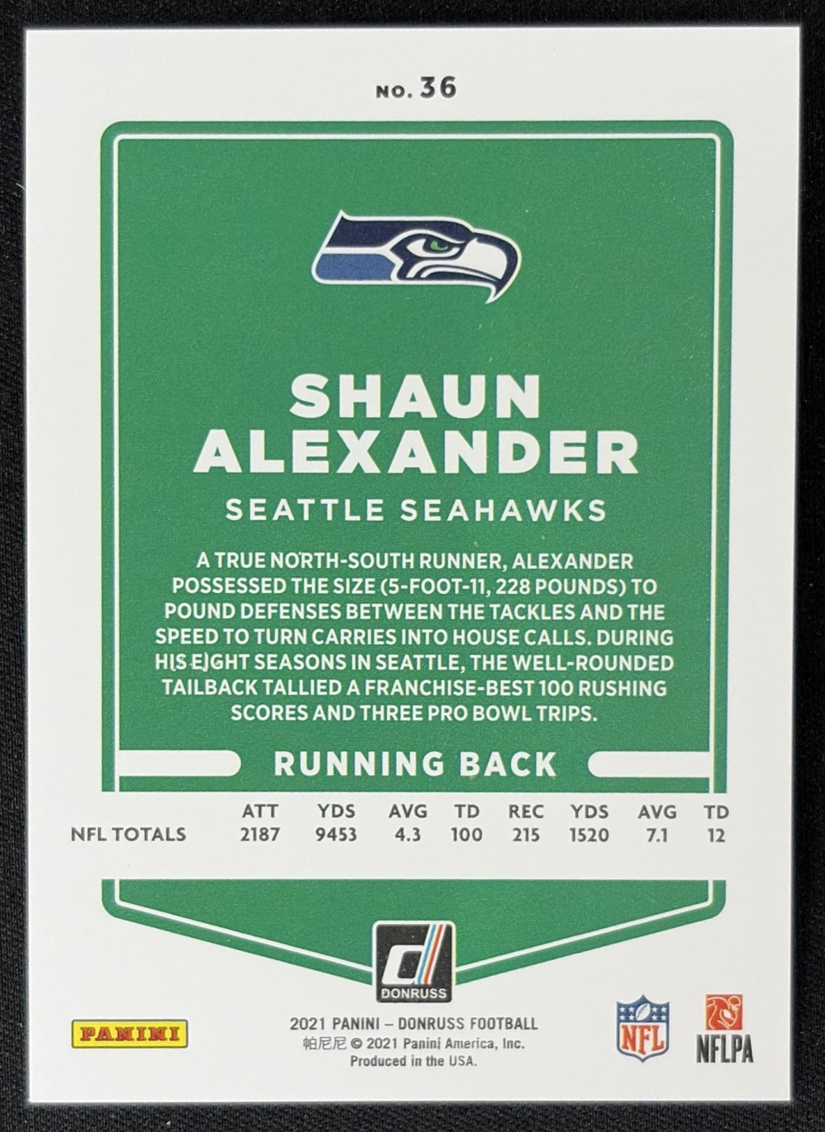 Shaun Alexander 2021 Panini Donruss Press Proof Premium Seahawks - Seattle Seahawks